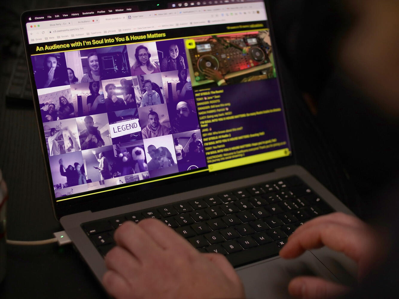 A CastRooms party on a laptop